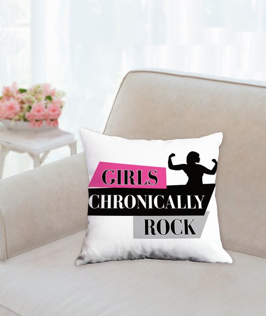 Girls Chronically Rock Throw Pillow-White